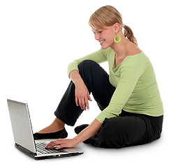 Image of woman using a laptop. Image of woman using a laptop.